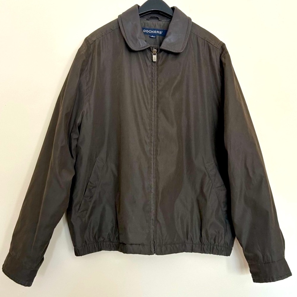 ♦️Dockers Men's Deep Brown Leather-Like Jacket